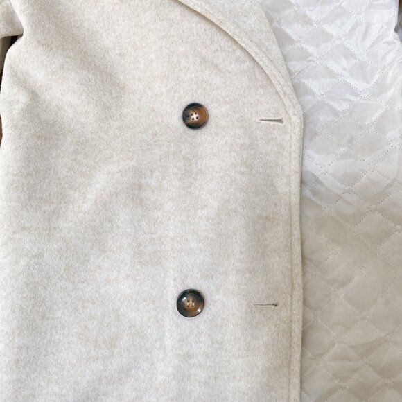 NWT Women Creamy White Button Up Quilted Long Coat - Picture 5 of 9